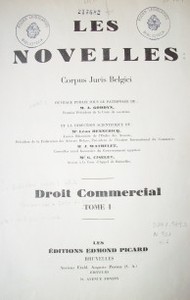 Les novelles : droit commercial : corpus juris Belgici