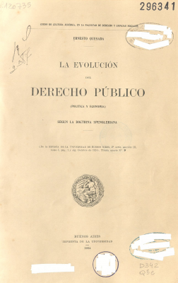 La evolución del derecho público : (política y economía) según la doctrina spengleriana