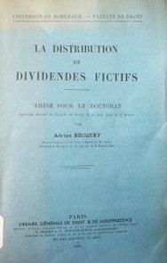 La distribution de dividendes fictifs