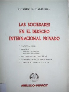 Las sociedades en el Derecho Internacional Privado