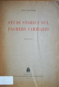 Studi storici sul pagherò cambiario