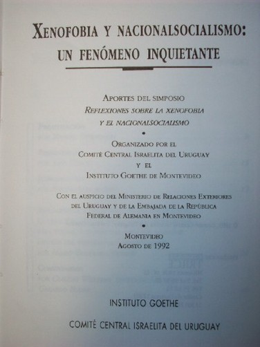 Xenofobia y nacionalsocialismo : un fenómeno inquietante