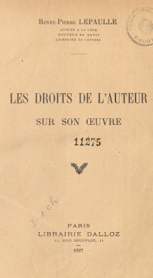 Les droits de l&acute;auteur sur son oeuvre