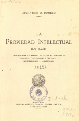 La propiedad intelectual : (ley 11.723)