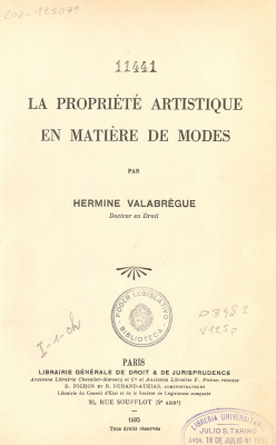 La propri&eacute;t&eacute; artistique en mati&egrave;re de modes