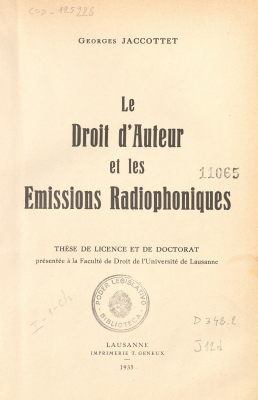 Le droit d&acute;auteur et les emissions radiophoniques
