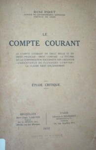 Le compte courant : étude critique