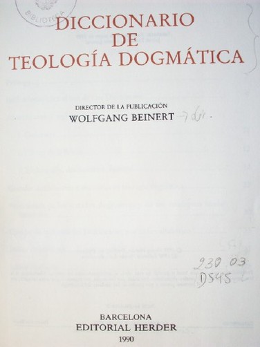Diccionario de Teología Dogmática