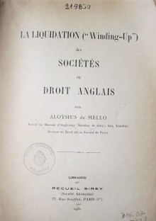 La liquidation ("Winding-Up") des sociétés en Droit Anglais