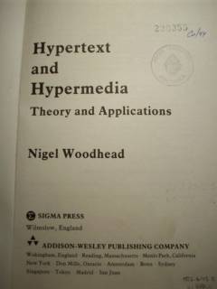 Hypertext and hypermedia : theory and applications