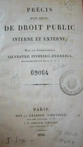 Précis d'un cours de Droit Public : interne et externe