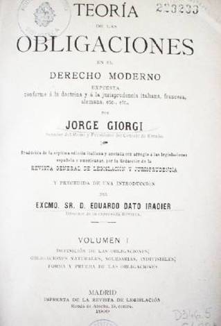 Teoría de las obligaciones en el derecho moderno