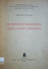 Il principio di maggioranza nelle societá personali