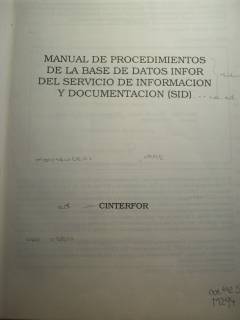 Manual de procedimientos de la base de datos Infor del Servicio de Información y Documentación (SID)
