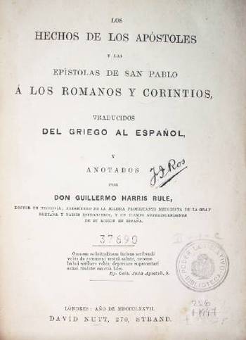 Los hechos de los Apóstoles y las epístolas de San Pablo a los romanos y corintios