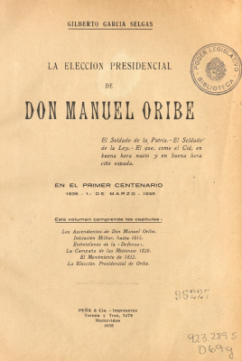 La elección presidencial de Don Manuel Oribe