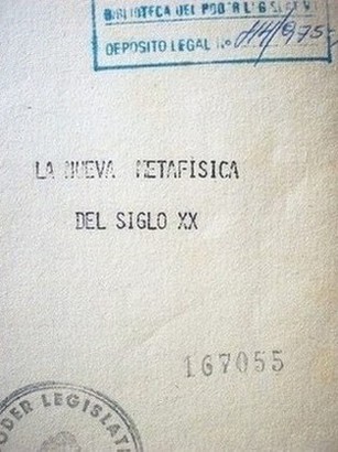 La nueva metafísica del siglo XX