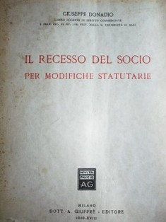 Il recesso del socio per modifiche statutarie