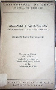 Acciones y accionistas : (breve estudio de legislación comparada)