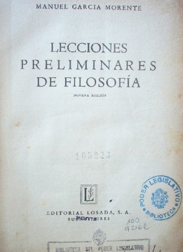 Lecciones preliminares de filosofía