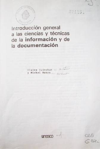 Introducción general a las ciencias y técnicas de la información y de la documentación