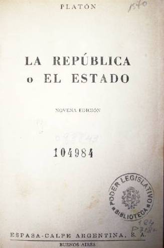 La Rep&uacute;blica o el Estado