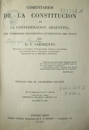 Comentarios de la Constitución de la Confederación Argentina