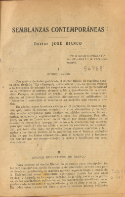 Semblanzas contemporáneas : Doctor José Bianco