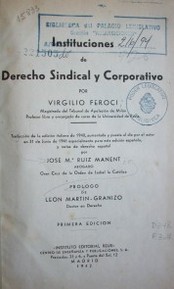 Instituciones de derecho sindical y corporativo