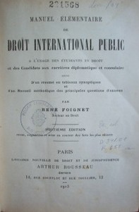 Manuel élémentaire de Droit International Public