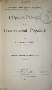 L'Opinion Publique et le Gouvernement Populaire