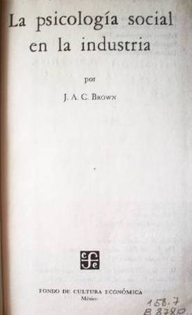 La psicología social en la industria