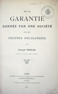 De la garantie donnée par une société sur ses propres obligations