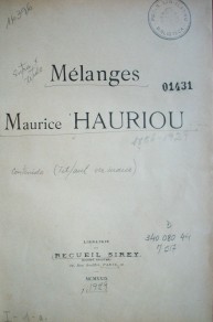 Mélanges Maurice Hauriou