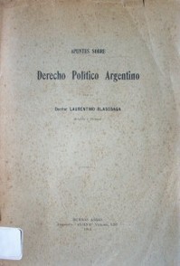 Derecho Político Argentino : apuntes