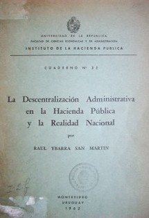 La descentralización administrativa en la hacienda pública y la realidad nacional