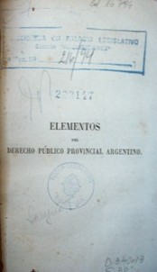 Elementos del derecho público provincial argentino