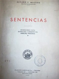 Sentencias : derecho civil, derecho comercial, derecho procesal