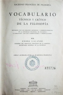 Vocabulario técnico y crítico de la filosofía