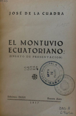 El Montuvio ecuatoriano : (ensayo de presentación)