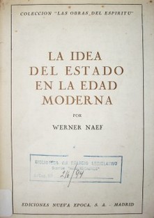 La idea del Estado en la Edad Moderna