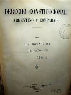Derecho constitucional argentino comparado
