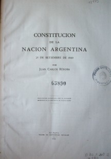 Constitución de la Nación Argentina : 25 de setiembre de 1860