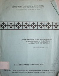 Contribución de la agroindustria al desarrollo y el papel de las políticas específicas