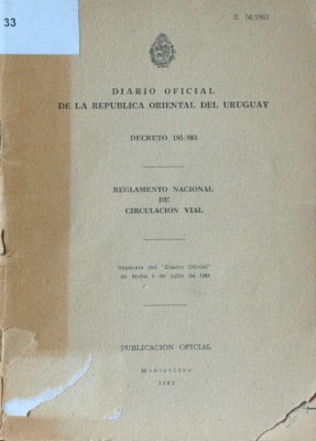 Reglamento Nacional de Circulación Vial : decreto 195/983