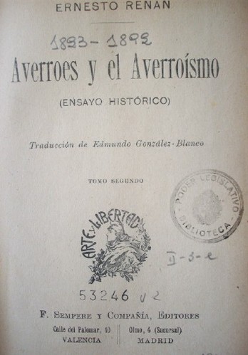 Averroes y el Averroísmo : ensayo histórico