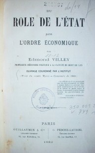 Du Role de L'Etat dans L'Ordre Economique