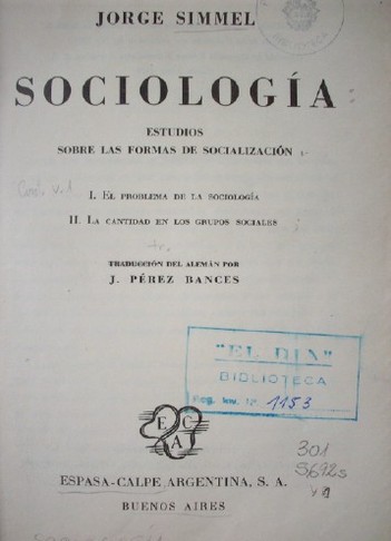 Sociología : estudios sobre las formas de socialización