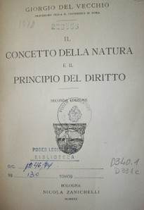 El concetto della natura e il principio del diritto