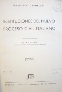 Instituciones del Nuevo Proceso Civil Italiano